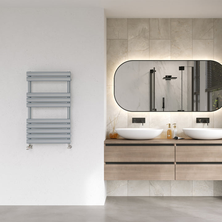 Omeara - Silver Towel Radiator - H825mm x W500mm