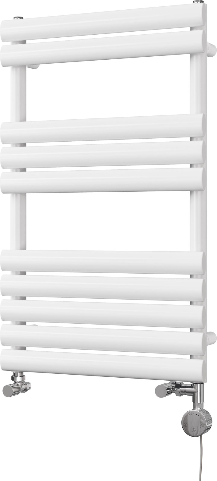 Omeara - White Dual Fuel Towel Rail H825mm x W500mm Thermostatic