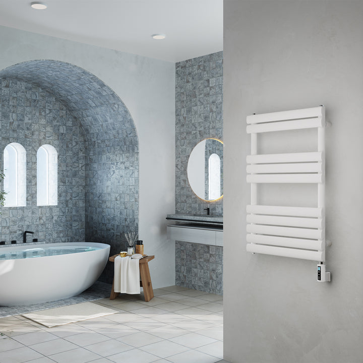 Omeara - White Electric Towel Rail H825mm x W500mm 300w Thermostatic WIFI