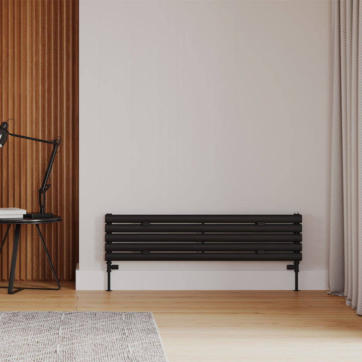 Omeara Axis - Black Horizontal Radiator H290mm x W1200mm Single Panel