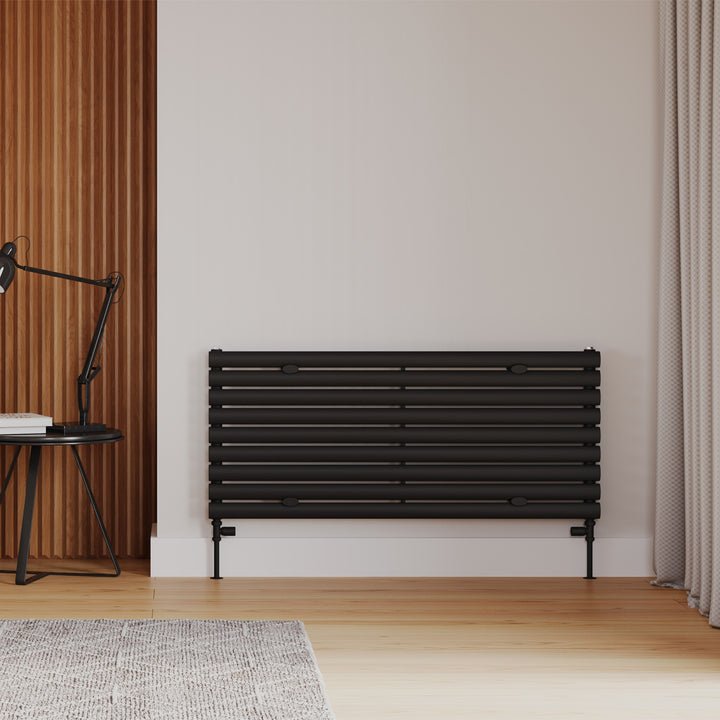 Omeara Axis - Black Horizontal Radiator H522mm x W1200mm Single Panel