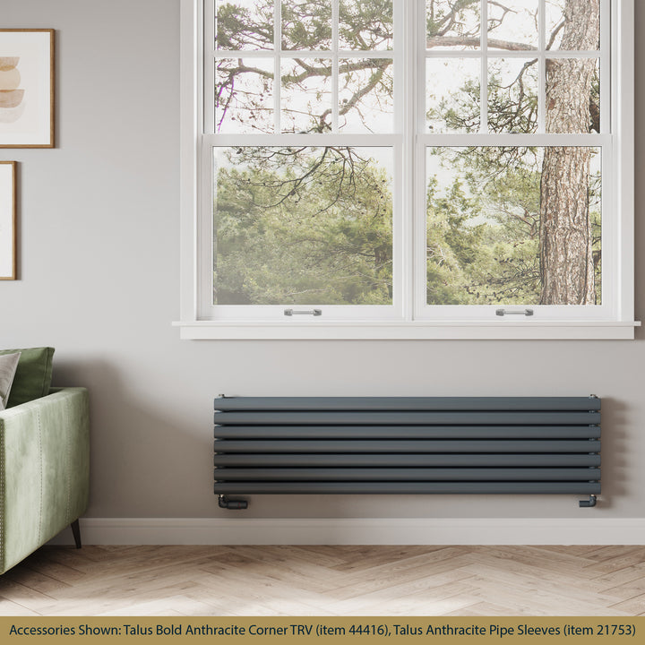 Omeara Axis - Anthracite Horizontal Radiator H406mm x W1600mm Double Panel