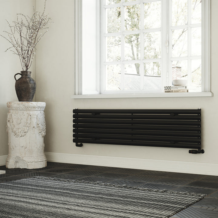 Omeara Axis - Black Horizontal Radiator H406mm x W1600mm Single Panel