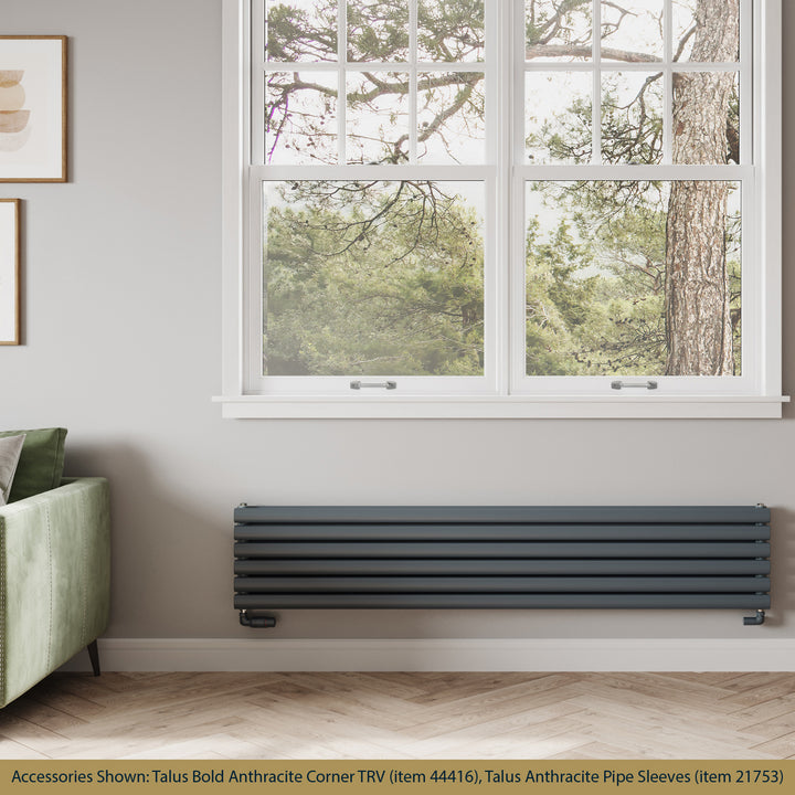 Omeara Axis - Anthracite Horizontal Radiator H348mm x W1800mm Double Panel
