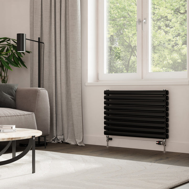 Omeara Axis - Black Horizontal Radiator H522mm x W800mm Double Panel