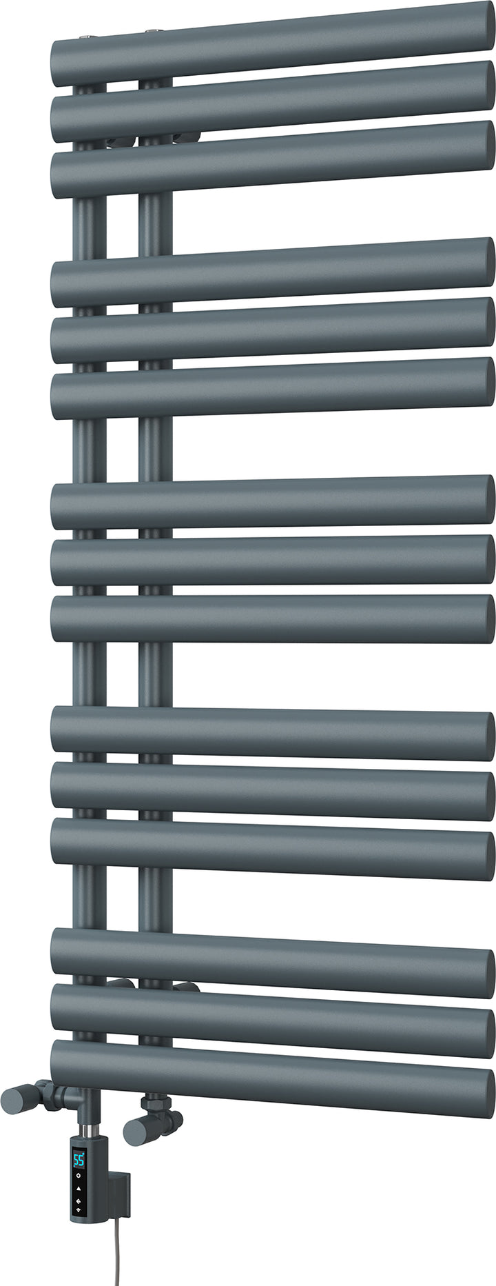 Percival - Anthracite Dual Fuel Towel Rail H1120mm x W500mm Thermostatic WIFI