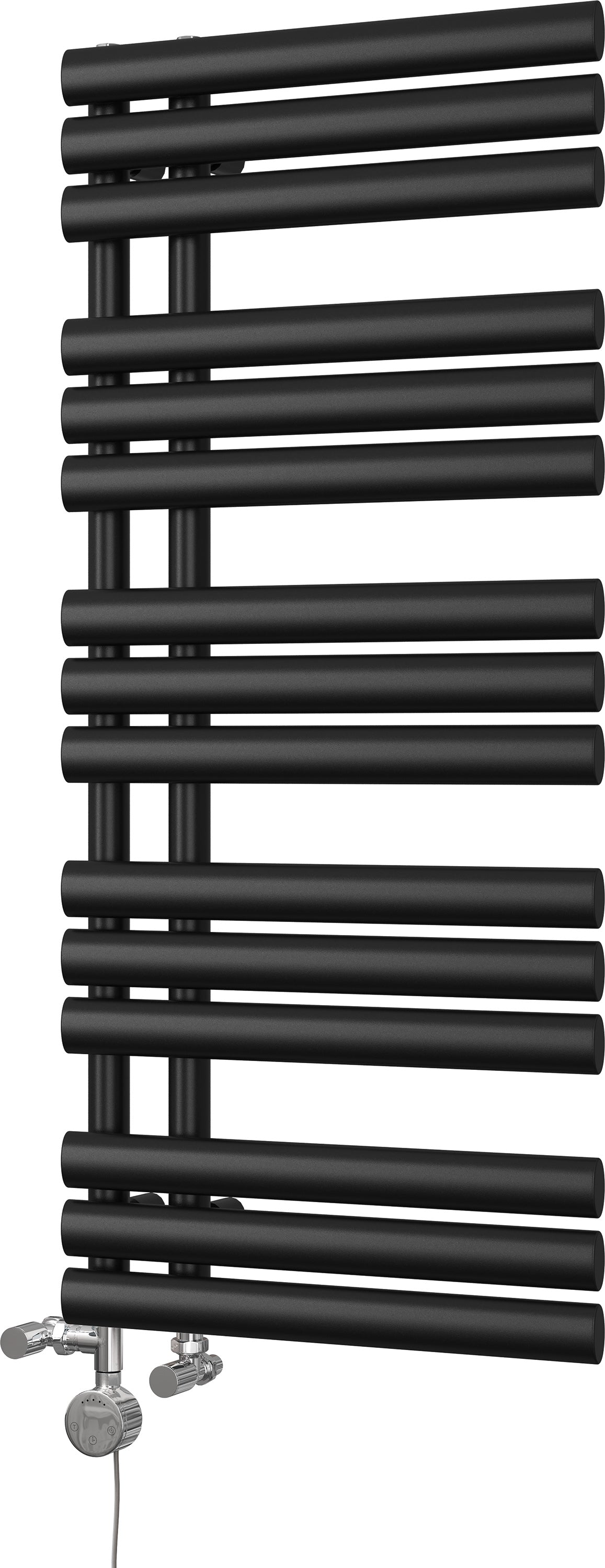 Percival - Black Dual Fuel Towel Rail H1120mm x W500mm Thermostatic