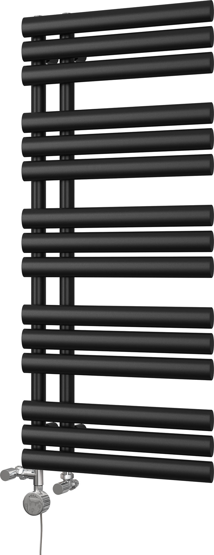 Percival - Black Dual Fuel Towel Rail H1120mm x W500mm Thermostatic