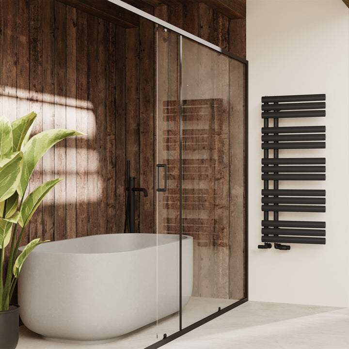 Percival - Black Towel Radiator - H1120mm x W500mm