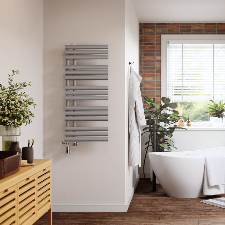 Percival - Silver Dual Fuel Towel Rail H1120mm x W500mm Thermostatic WIFI