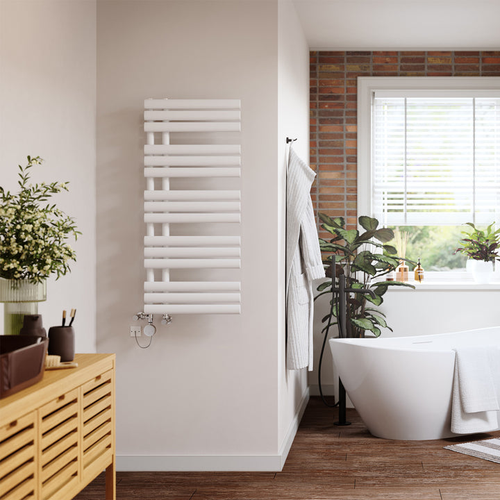 Percival - White Dual Fuel Towel Rail H1120mm x W500mm Thermostatic