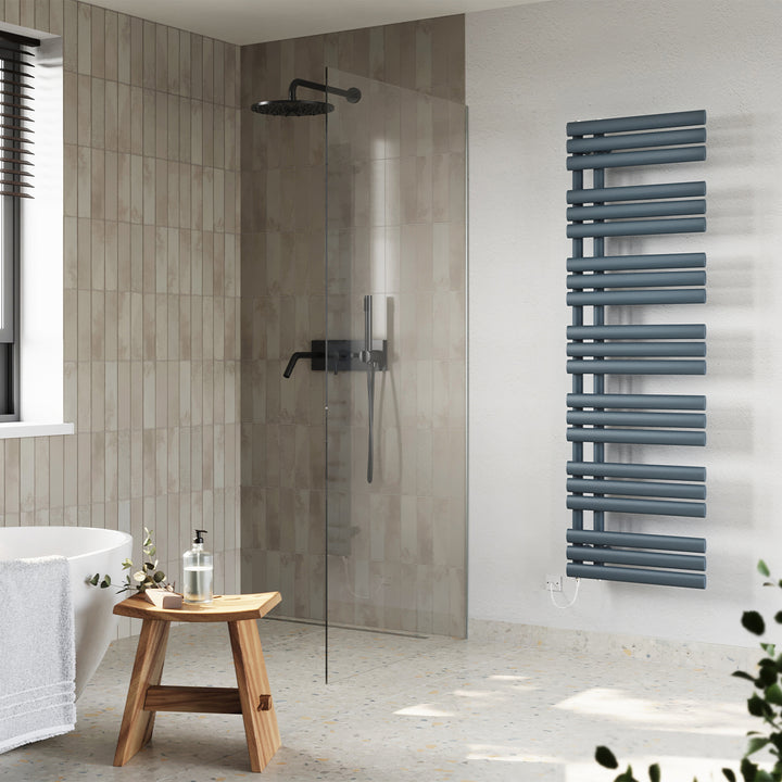 Percival - Anthracite Electric Towel Rail H1592mm x W500mm 600w Standard