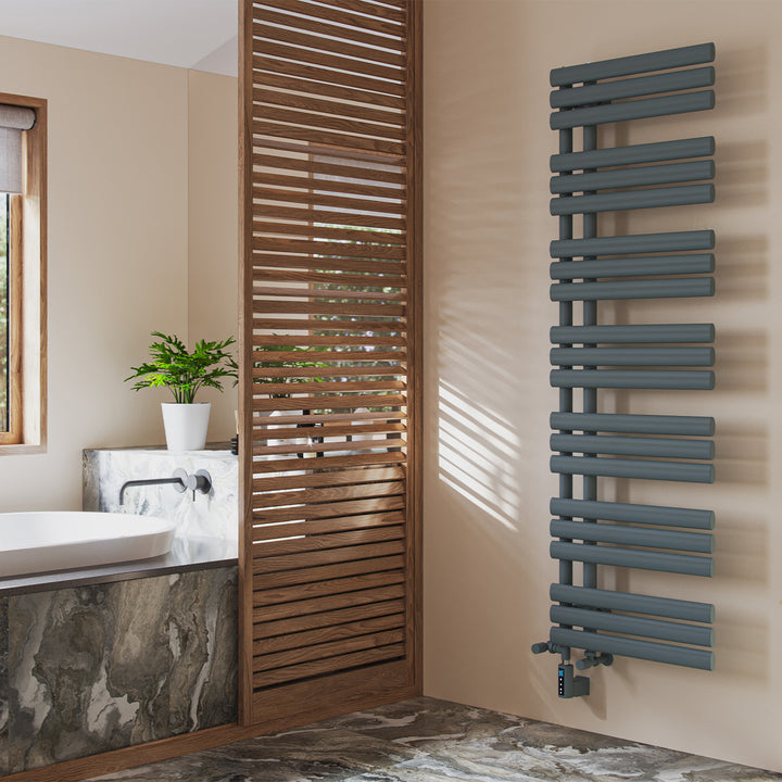 Percival - Anthracite Dual Fuel Towel Rail H1592mm x W500mm Thermostatic WIFI