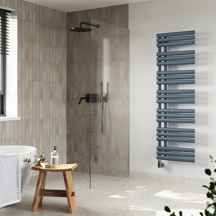 Percival - Anthracite Electric Towel Rail H1592mm x W500mm 800w Thermostatic WIFI
