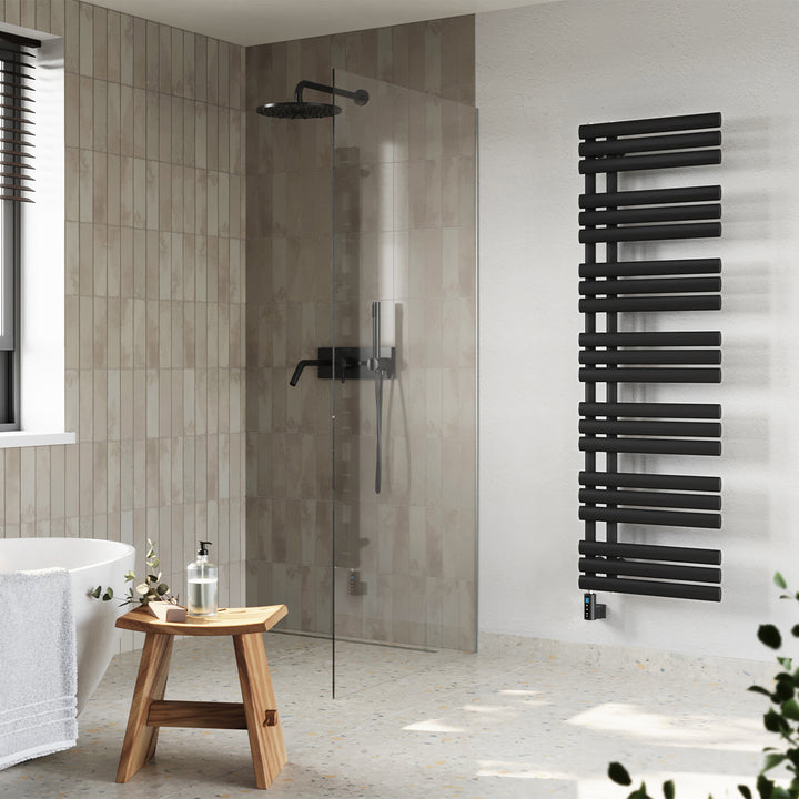 Percival - Black Electric Towel Rail H1592mm x W500mm 600w Thermostatic WIFI