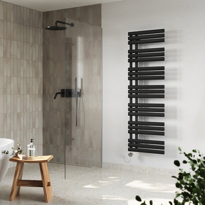 Percival - Black Electric Towel Rail H1592mm x W500mm 600w Thermostatic