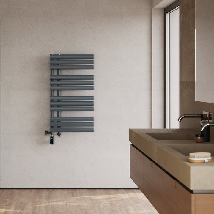 Percival - Anthracite Dual Fuel Towel Rail H884mm x W500mm Thermostatic WIFI