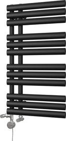 Percival - Black Dual Fuel Towel Rail H884mm x W500mm Thermostatic
