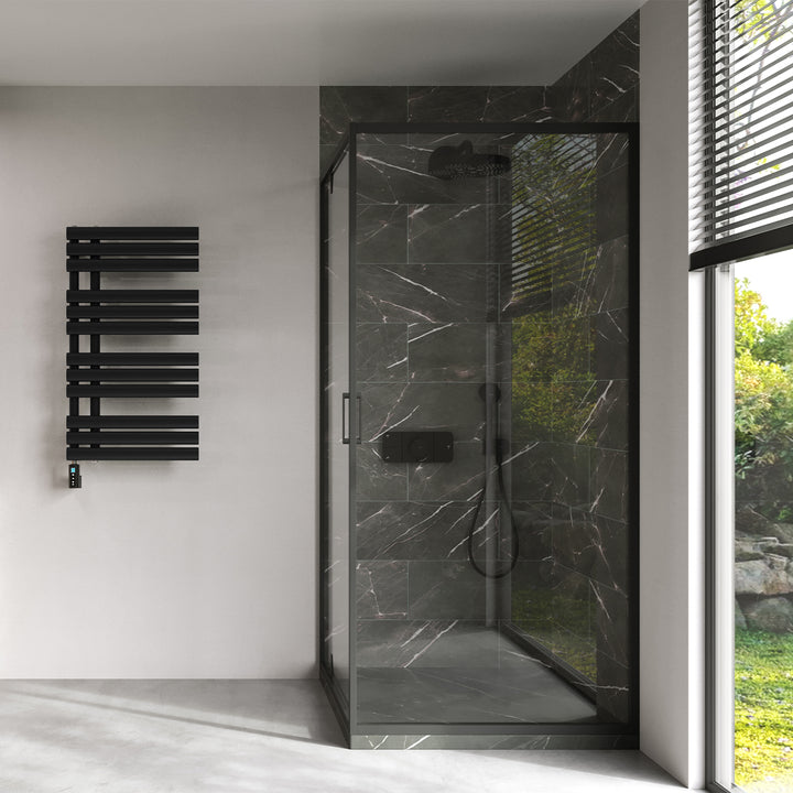 Percival - Black Electric Towel Rail H884mm x W500mm 300w Thermostatic WIFI