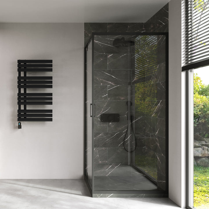 Percival - Black Electric Towel Rail H884mm x W500mm 400w Thermostatic WIFI