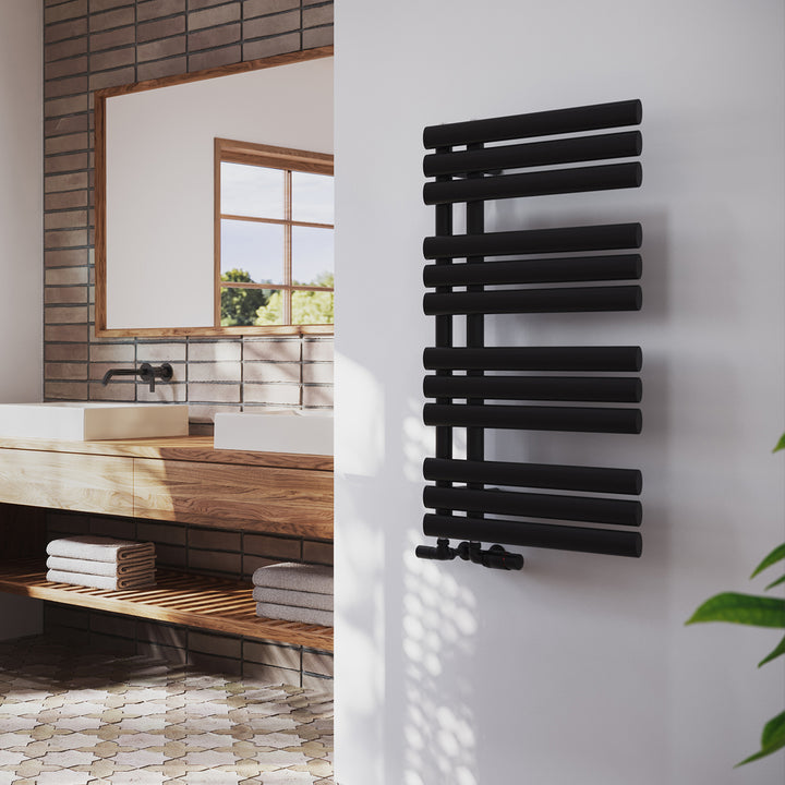 Percival - Black Towel Radiator - H884mm x W500mm