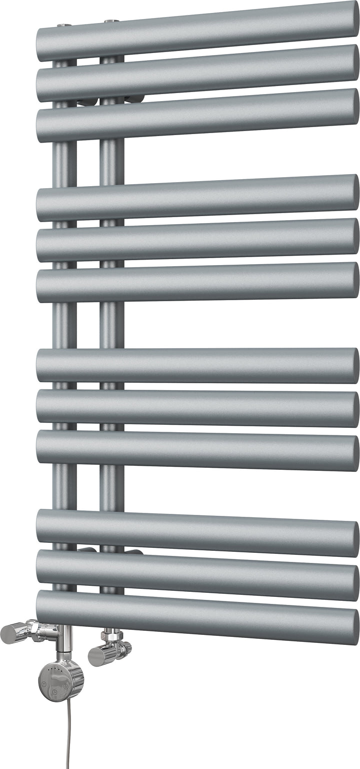 Percival - Silver Dual Fuel Towel Rail H884mm x W500mm Thermostatic