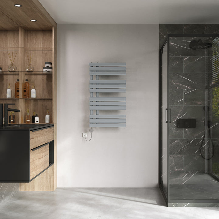 Percival - Silver Electric Towel Rail H884mm x W500mm 300w Thermostatic