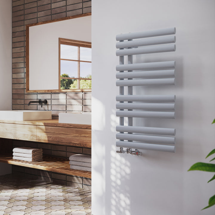 Percival - Silver Towel Radiator - H884mm x W500mm