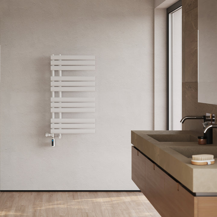 Percival - White Dual Fuel Towel Rail H884mm x W500mm Thermostatic WIFI