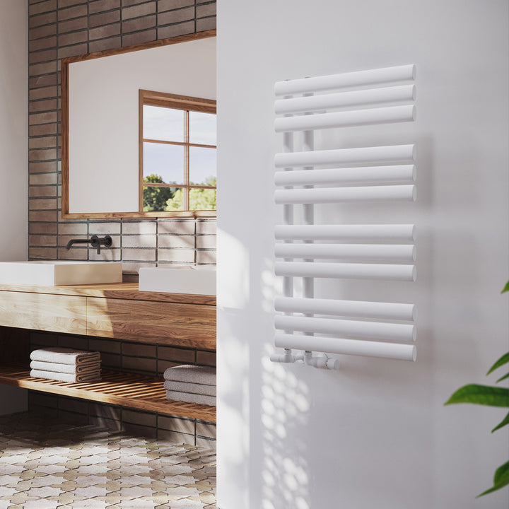 Percival - White Towel Radiator - H884mm x W500mm