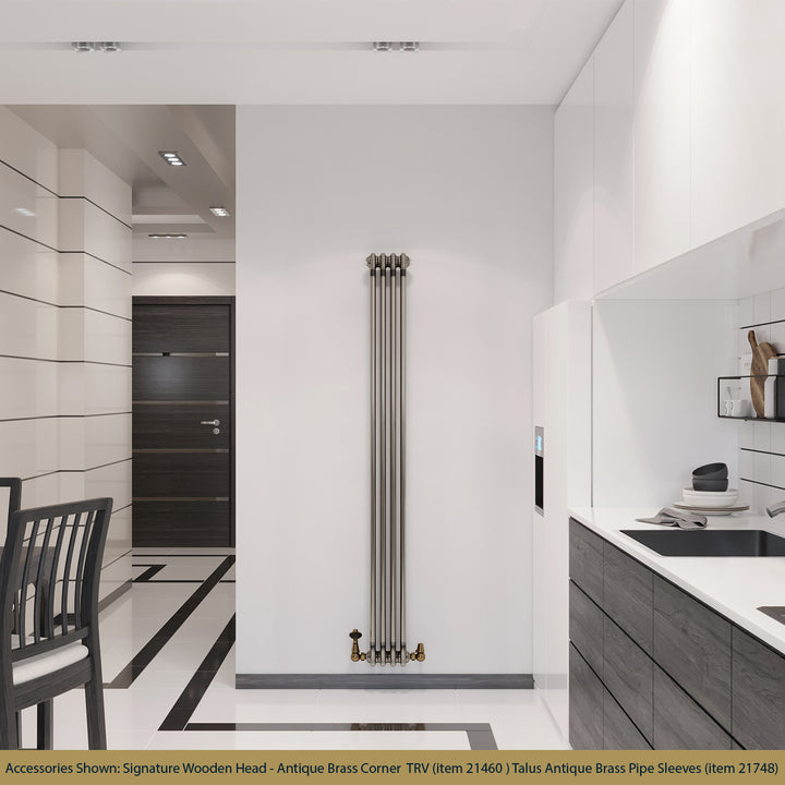 Alpha - Raw Metal Vertical Column Radiator H1800mm x W198mm 3 Column - Feet Included