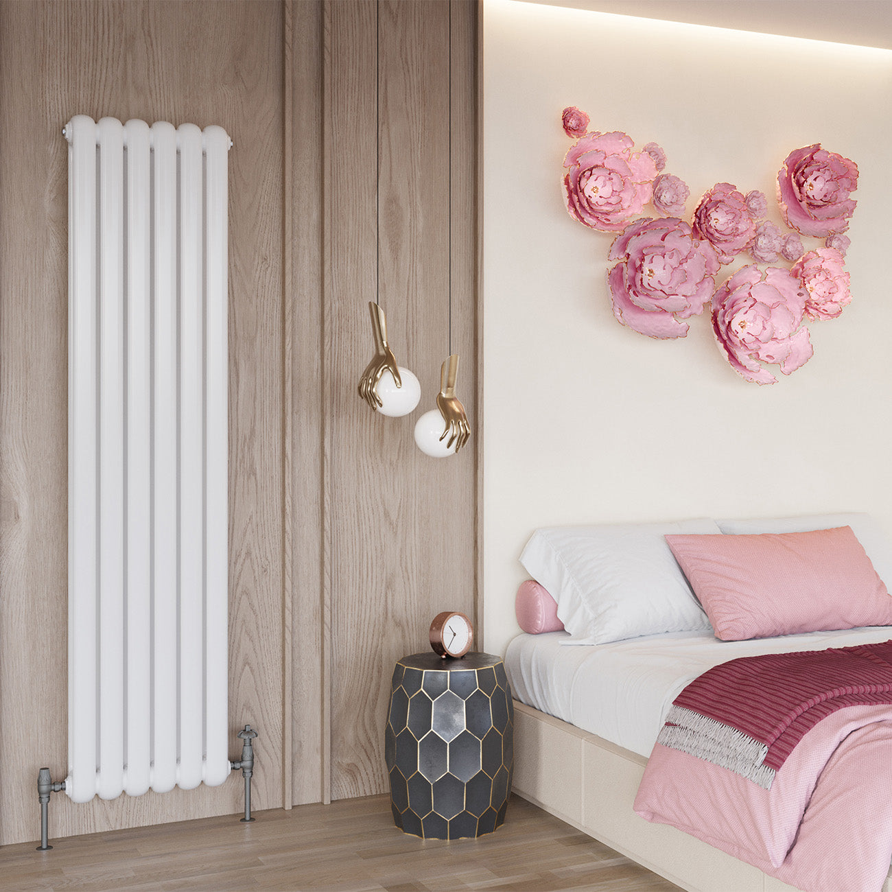White Vertical Round Top Column Radiator H1800mm x W437mm 2 Column ...