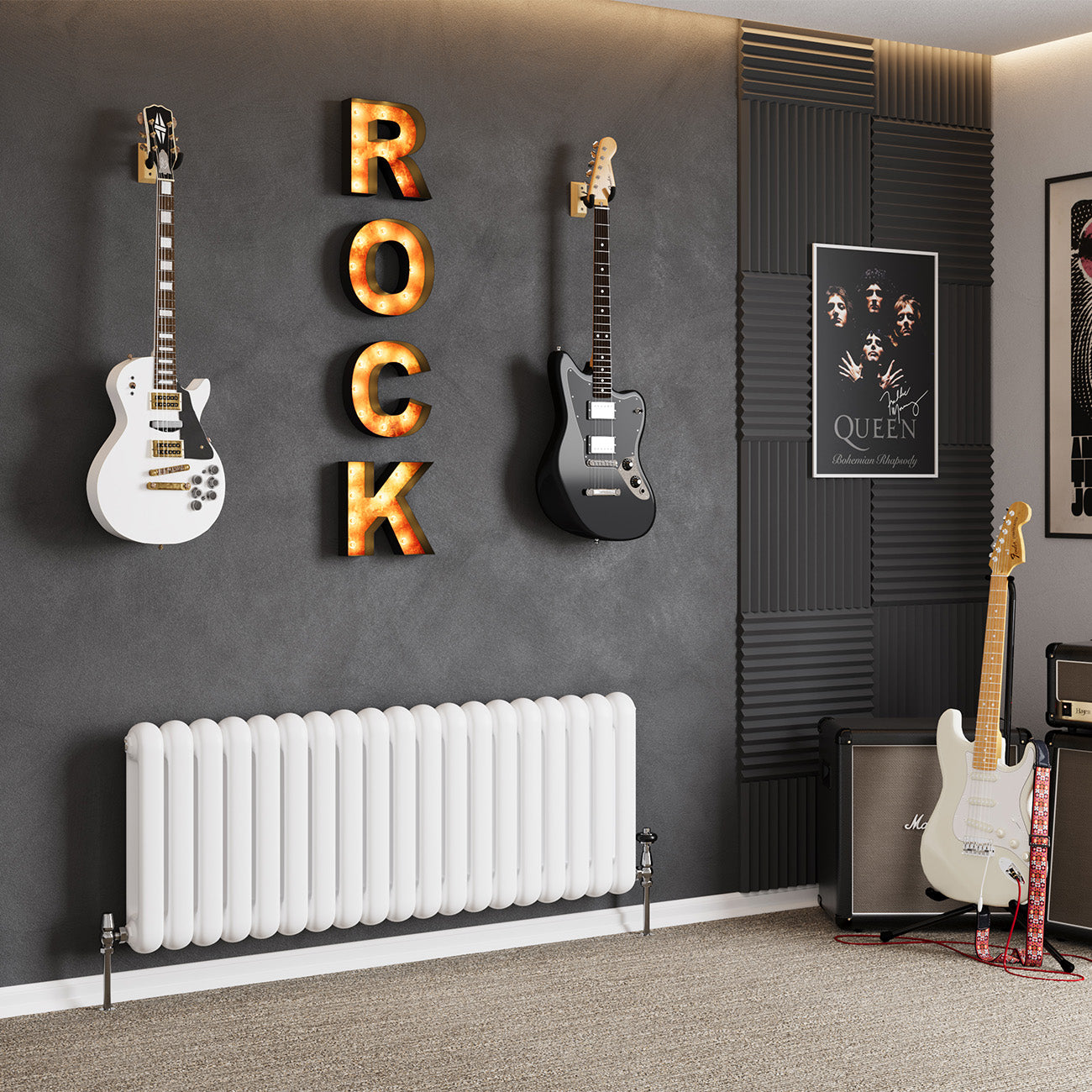 White Round Top Column Radiator H500mm x W1340mm 2 Column - Sherwood ...