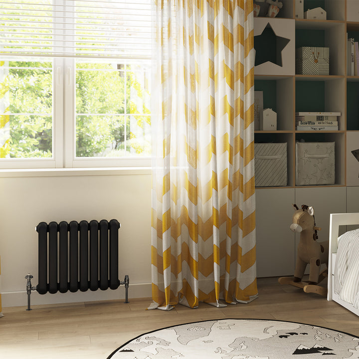 Sherwood - Black Round Top Column Radiator H500mm x W576mm 2 Column