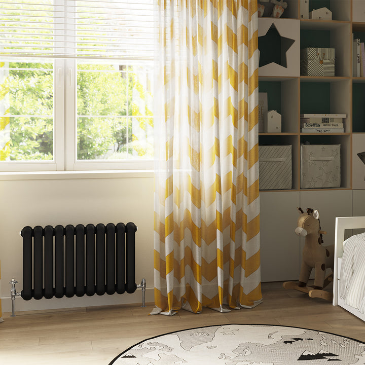 Sherwood - Black Round Top Column Radiator H500mm x W785mm 2 Column