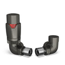 Stirling Bold - Pewter Thermostatic Radiator Valve & Lockshield Corner 15mm