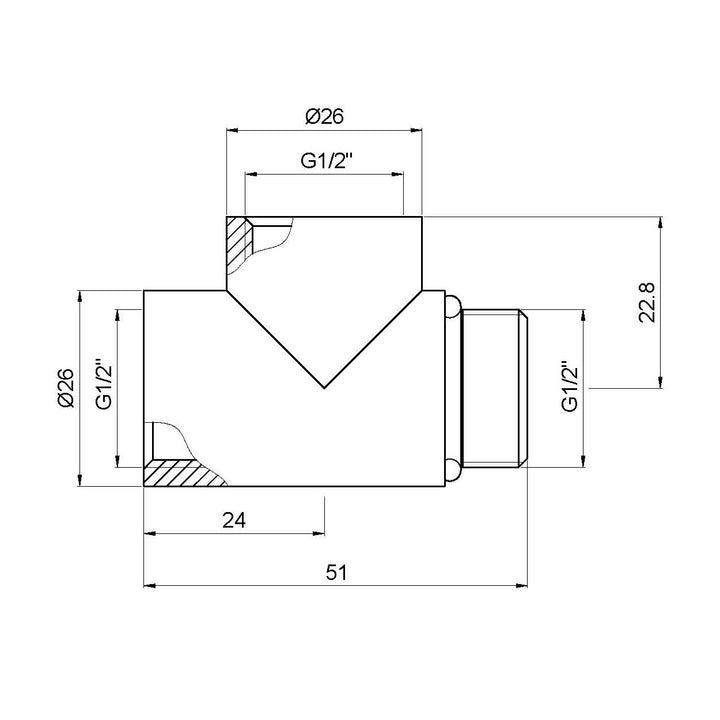 Talus - White Radiator T-Piece 1/2" BSP