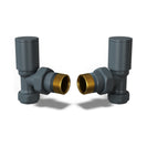 Round - Anthracite Radiator Valves Angled 8mm