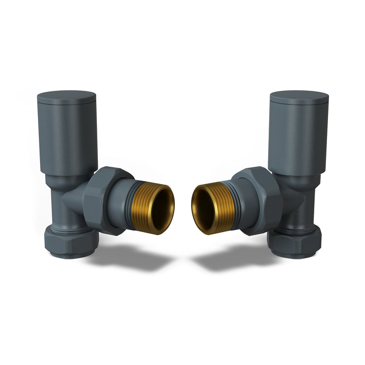 Round - Anthracite Radiator Valves Angled 15mm