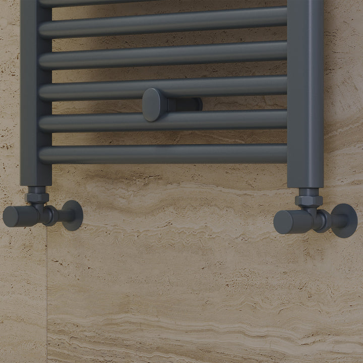 Round - Anthracite Radiator Valves Angled 8mm