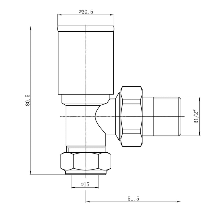 Round - Anthracite Radiator Valves Angled 15mm