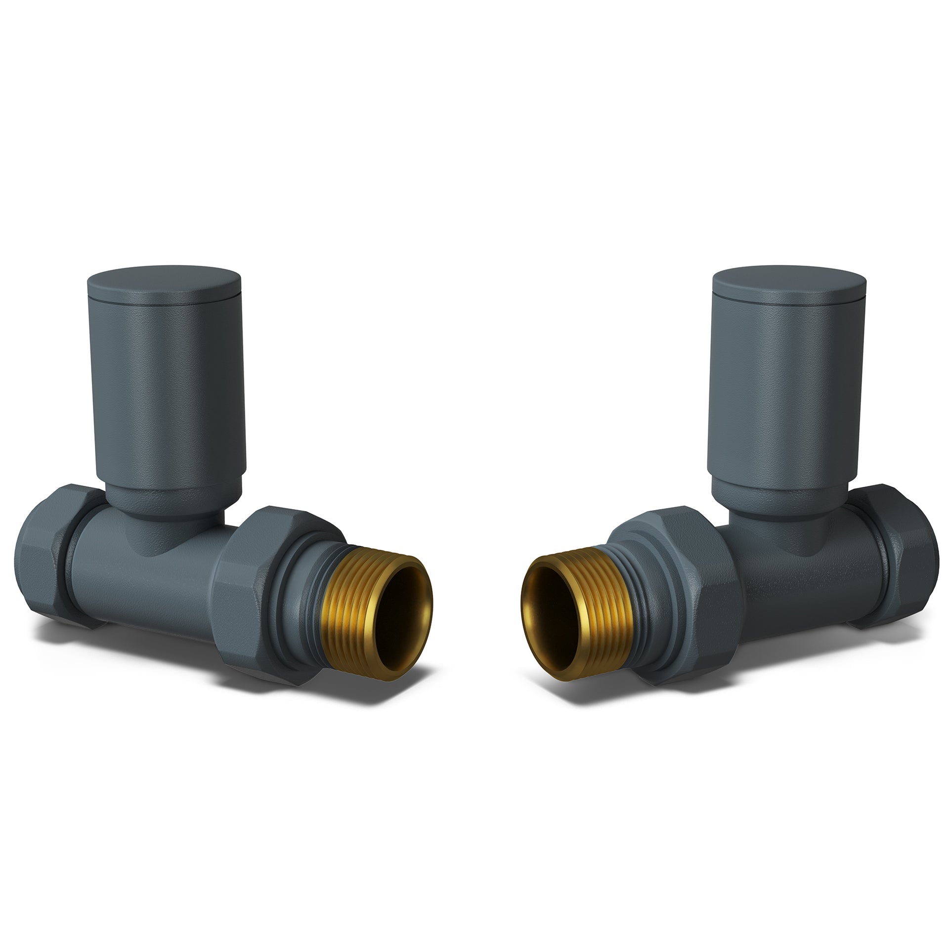 Round Anthracite Radiator Valve Straight 8mm