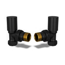 Round - Black Radiator Valves Angled 10mm