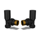 Round - Black Radiator Valves Angled 8mm