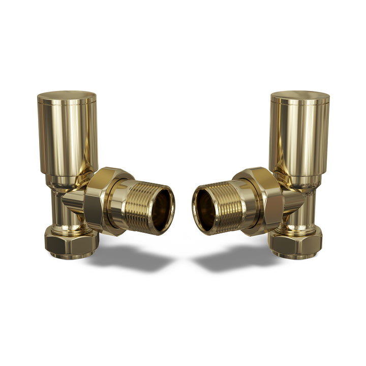 Round - Polished Brass Radiator Valves Angled 10mm