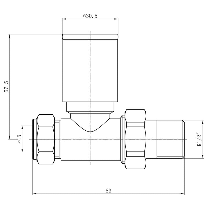 Round - Chrome Radiator Valve Straight Polished 10mm