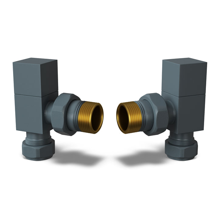 Square - Anthracite Radiator Valves Angled 15mm