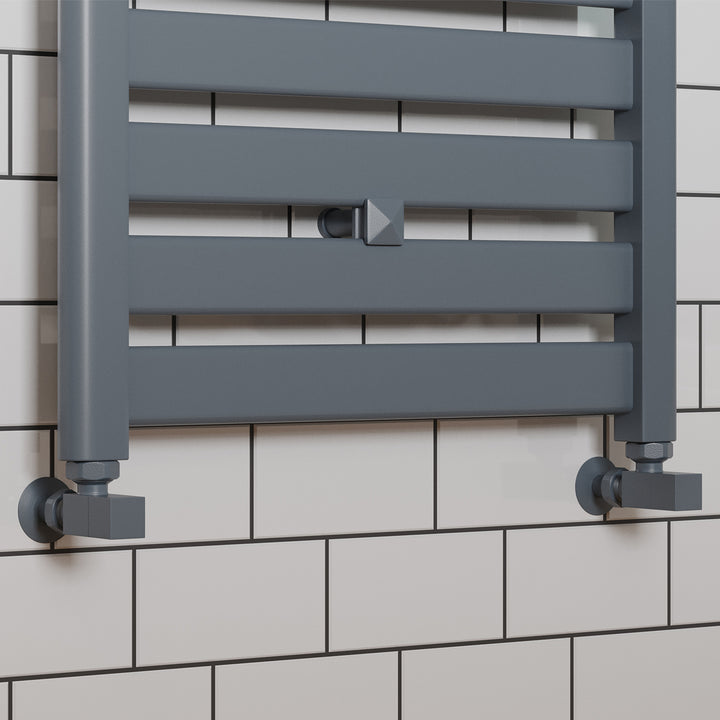 Square - Anthracite Radiator Valves Angled 8mm