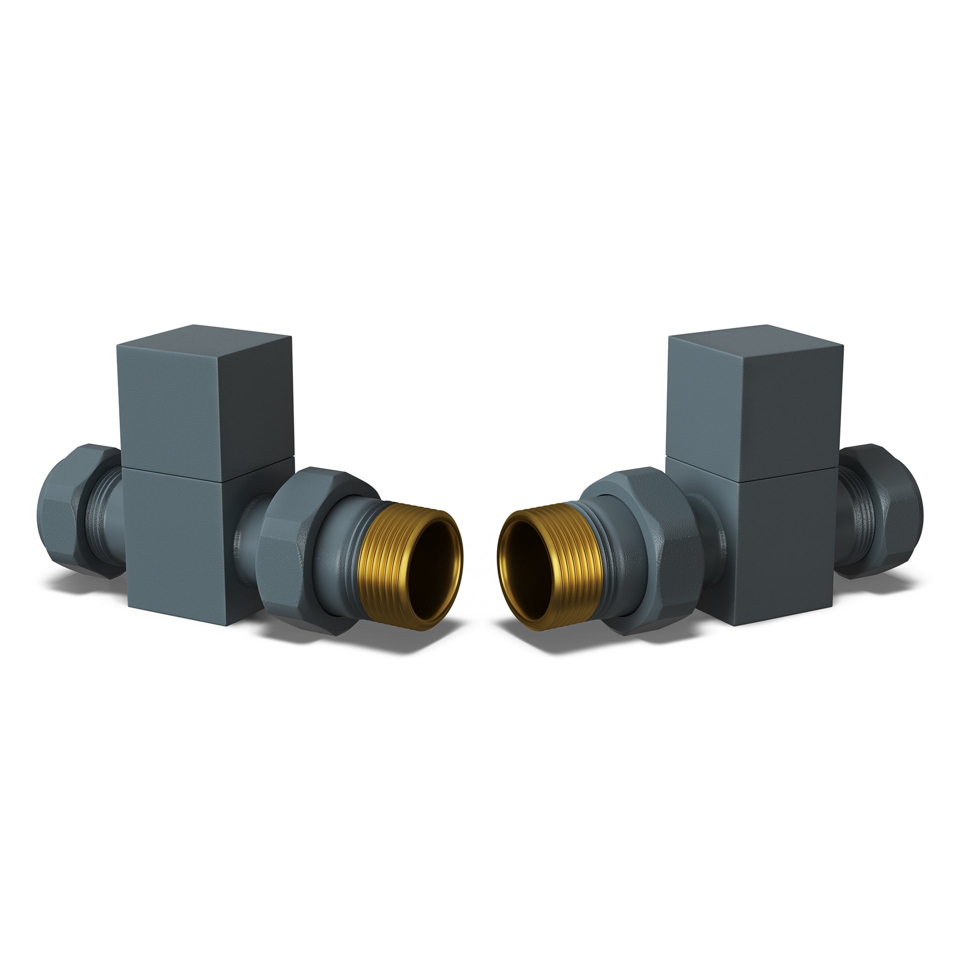Square - Anthracite Radiator Valves Straight 10mm