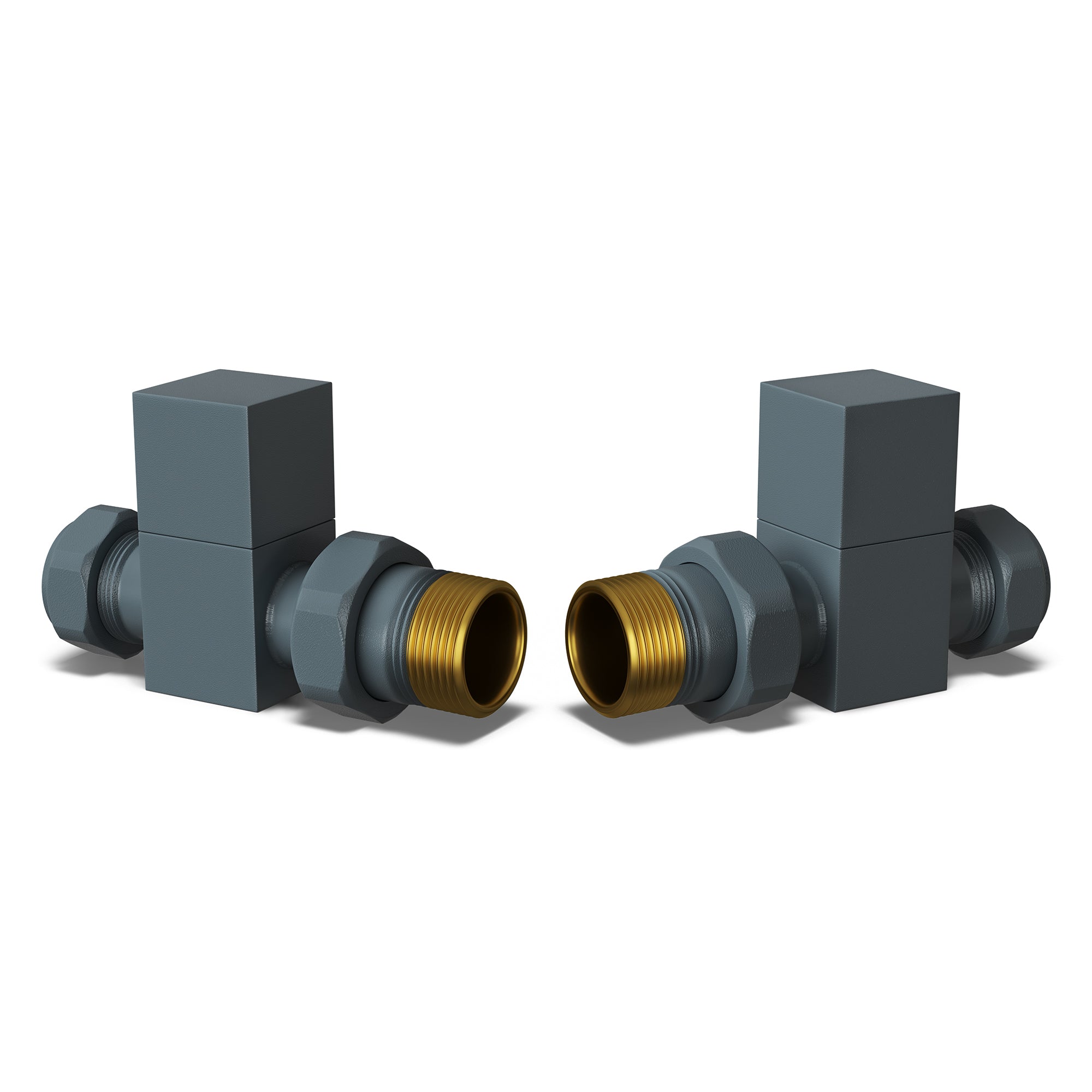 Square - Anthracite Radiator Valves Straight 15mm